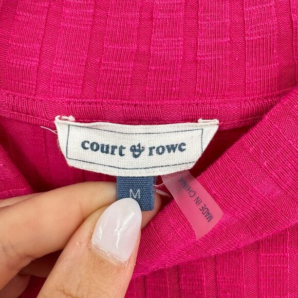 Anthropologie Court & Rowe Hot Pink Ribbed Mock Neck Bodycon Midi Dress - Picture 9 of 10